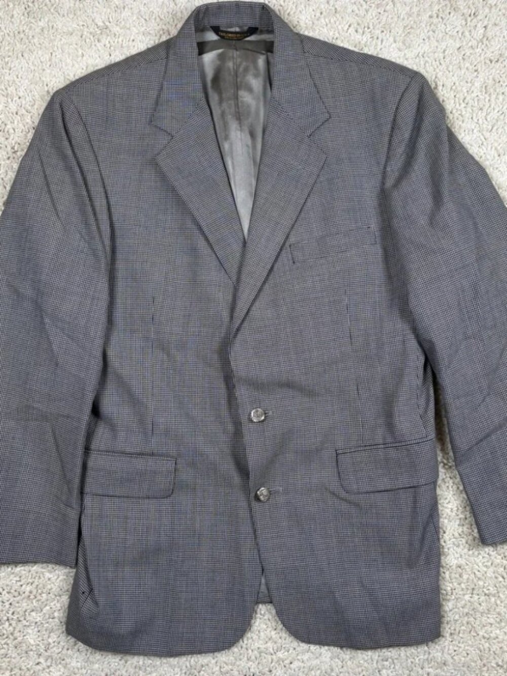 Hardwick Clothes Mens Houndstooth Blazer Jacket Tailored USA Gray Two Button